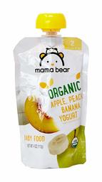 Amazon Brand - Mama Bear Organic Baby Food Pouch, Stage 2, Apple Peach Banana Yogurt, 4 Ounce Pouch