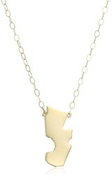 10k Yellow Gold New Jersey State Pendant Necklace, 16