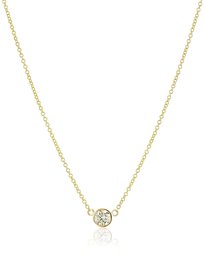 14k Yellow Gold Bezel Set Solitaire Adjustable Pendant Necklace (1/4cttw, K-L Color, I2-I3 Clarity), 16