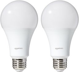 AmazonBasics 100 Watt Equivalent, Soft White, Dimmable, A21 LED Light Bulb - 2 Pack