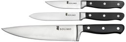 Amazon Brand - Solimo Premium High-Carbon Stainless Steel Kitchen Knife Set, 3-Pieces, Silver