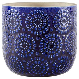 Amazon Brand – Stone & Beam Modern Ceramic Floral Embossed Decorative Planter Flower Pot, 6