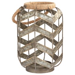 Stone & Beam Rustic Farmhouse Metal Jar and Rope Candle Holder Home Decor - 12 x 8.25 x 19 Inches, Grey