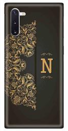 Amazon Brand - Solimo Designer Black Pattern Alphabet-N 3D Printed Hard Back Case Mobile Cover for Samsung Galaxy Note 10