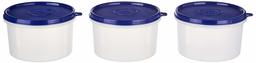 Amazon Brand - Solimo Plastic Lunch Box Set, 535 ml, Set of 3, Blue