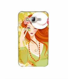 Amazon Brand - Solimo Designer Lady with Hat 3D Printed Hard Back Case Mobile Cover for Samsung Galaxy J2 (2016)