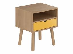 AmazonBasics - 1-Drawer 1-Shelf Bedside Table, 45 x 38 x 53 cm, Beige with Yellow Drawer