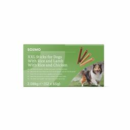 Marque Amazon - Solimo - Friandises pour chiens : poulet et agneau, bâtons à mâcher sans artificiels ajoutés (32 pièces x 65 gr)