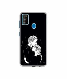 Amazon Brand - Solimo Designer Couples Standing in Rain UV Printed Soft Back Case Mobile Cover for Samsung Galaxy M21 / M30s