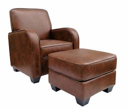 Amazon Brand – Ravenna Home Club Faux Leather Accent Chair and Ottoman, 29