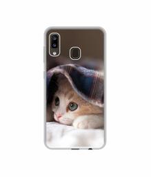 Amazon Brand - Solimo Designer Sleepy Kitten UV Printed Soft Back Case Mobile Cover for Samsung Galaxy A20