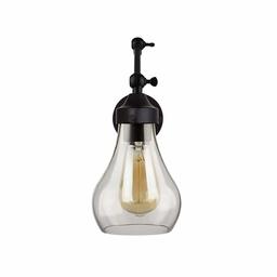 Amazon Brand – Stone & Beam Industrial Farmhouse Adjustable Wall Sconce with LED Light Bulb And Glass Shade - 5.25 x 19.75 x 12.5 Inches, Oil-Rubbed Bronze