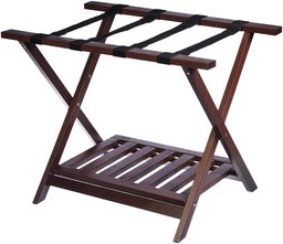 AmazonBasics Luggage Rack with Shelf - Espresso