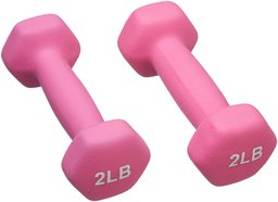 AmazonBasics Neoprene Dumbbell Hand Weights, 2 Pound Each, Pink - Set of 2