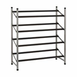 AmazonBasics Easy Assemble Shoe Rack - 4-Tier, Silver