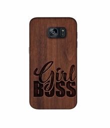 Amazon Brand - Solimo Designer Girl Boss On Wood 3D Printed Hard Back Case Mobile Cover for Samsung Galaxy S7 Edge