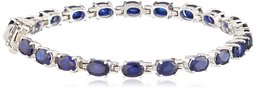 Sterling Silver Created-Gemstone Oval-Cut Tennis Bracelet