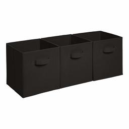 Amazon Brand - Solimo Foldable Storage Cubes, Set of 3, Black