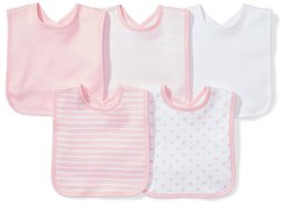 Moon and Back Baby Set of 5 Organic Reversible Bibs, Pink Blush, One Size