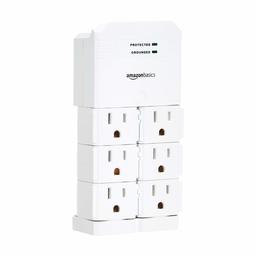 AmazonBasics Rotating 6-Outlet Surge Protector Wall Mount, 1080 Joules (Renewed)