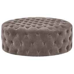 Amazon Brand – Rivet Cliff Mid-Century Modern Round Tufted Velvet Pouf Ottoman, 39