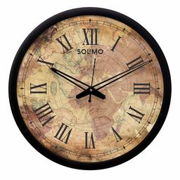 Amazon Brand - Solimo 12-inch Wall Clock - Roman World (Silent Movement, Black Frame)