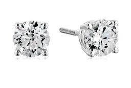 Certified 14k White Gold Diamond with Screw Back and Post Stud Earrings (1 1/2cttw, J-K Color, I1-I2 Clarity)