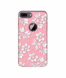 Amazon Brand - Solimo Designer White Flower Pattern 3D Printed Hard Back Case Mobile Cover for Apple iPhone 8 Plus (with Logo Cut)