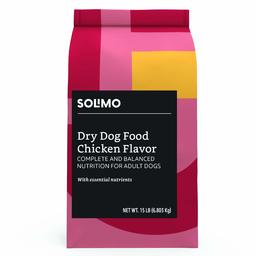 Amazon Brand - Solimo Basic Dry Dog Food, Chicken Flavor, 15 lb bag (Trial Size)