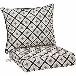 Amazon Basics Deep Seat Patio Seat and Back Cushion Set - Black Geometric