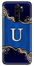 Amazon Brand - Solimo Designer Blue Pattern Alphabet-U 3D Printed Hard Back Case Mobile Cover for Xiaomi Redmi Note 8 Pro