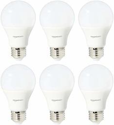 AmazonBasics 60 Watt Equivalent, Daylight, Dimmable, A19 LED Light Bulb | 6-Pack (Renewed)