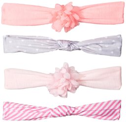 Simple Joys by Carter's Toddler Girls' Printed Soft Jersey and Solid Chiffon Head-wraps for Infants and Toddlers