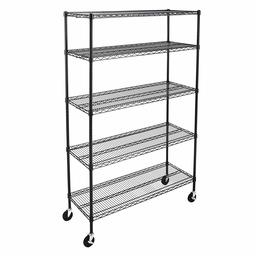 AmazonCommercial Heavy-Duty 5-Tier Steel Wire Shelving with Optional Wheels, NSF Certified, 48