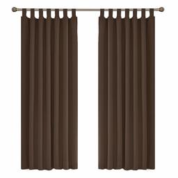 UMI by Amazon Curtains Thermal Insulated Tab Top Blackout Curtains for Livingroom 55 x 70 Inch Brown Two Panels