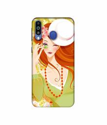 Amazon Brand - Solimo Designer Lady with Hat 3D Printed Hard Back Case Mobile Cover for Samsung Galaxy M21