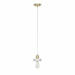 Amazon Brand – Rivet Mid-Century Modern Single-Light Marble Pendant with Exposed Bulb and Satin Brass Accents, LED Bulb Included, 66