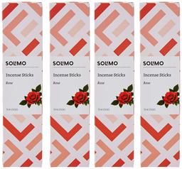 Amazon Brand - Solimo Incense Sticks, Rose - 70 sticks/pack (Pack of 4)