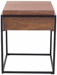 Amazon Brand - Rivet 1-Drawer End/Side Table, 43 x 43 x 52cm, MDF with Walnut Veneer/Black Metal Frame