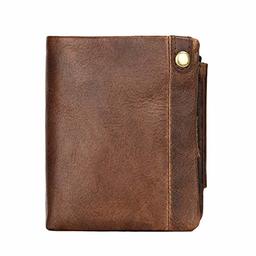 Eono Essentials - Cartera de Hombre de Piel auténtica, Bloqueo RFID, Espacio para Guardar la Tarjeta de crédito, la Tarjeta TF y la Tarjeta SIM, Bolsillo Monedero (Café)