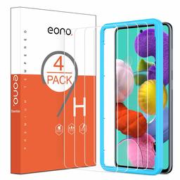 Eono by Amazon [4 pack] Screen Protector for Samsung Galaxy A51, Galaxy A51 Tempered Glass with [Crystal Clarity][Anti-Scratch][ No Bubbles][Alignment Frame] Samsung A51 Screen Protector