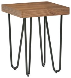 Amazon Brand – Rivet Hairpin Wood and Metal Side End Table, Walnut and Black