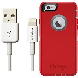 Otterbox Defender Series Case for iPhone 6/6s and AmazonBasics Lightning Cable (6-Feet) Pack