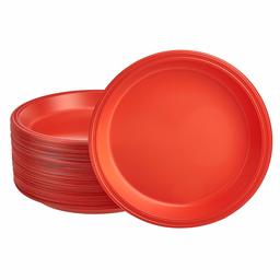 AmazonCommercial Plastic Plate 10.25 Inch, Red, Pack of 125