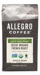 Allegro Café descafeinado orgánico tostado francés café entero, 12 oz