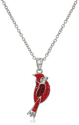 Silver-Plated Crystal Cardinal Pendant Necklace, 18