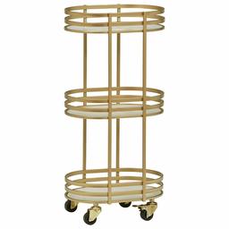 Amazon Brand – Rivet Contemporary Round Glass Serving Rolling 3-Shelf Bar Cart 32.28