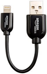 AmazonBasics - Cavo Lightning su USB, certificato Apple, lunghezza 10 cm, colore: nero