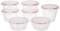 Amazon Brand - Solimo Plastic Kitchen Storage Container Set, 7-Pieces, Transparent