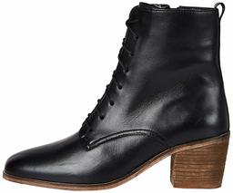 Marchio Amazon - find. Block Heel Lace Up Leather Stivaletti, Nero Black), 40 EU